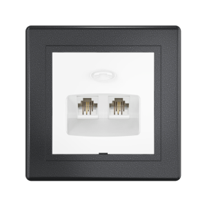 Розетка скрытой установки CADUCEUS ALING PRESTIGE, 2хRJ12 6P2C, двойная, телефонная