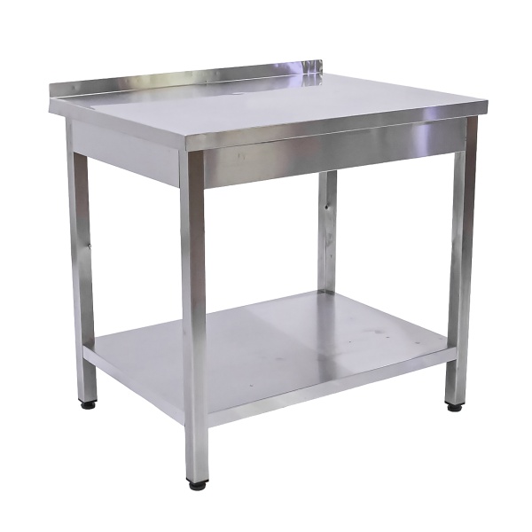 Стол производственный с бортом 900х700х860 труба, полка