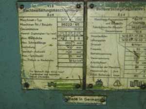 Кривошипные пневмо-механические гильотинные ножницы ScTP 10/2500, ERFURT.