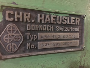 Вальцы Haeusler Хойслер 4-х валковые 3000 х 25 мм