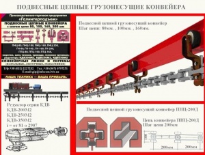 Конвейер для порошковой покраски подвесной цепной грузонесущий