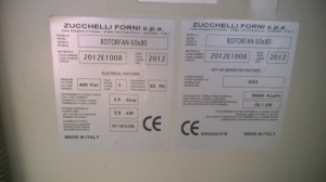 Печи Zucchelli Forni s.p.a. Модель Rotorfan 60*80, газ (Италия) 3 шт