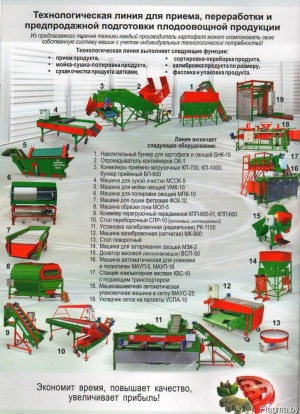 Комплекс линии для для предпродажной подготовки картофеля свеклы моркови
