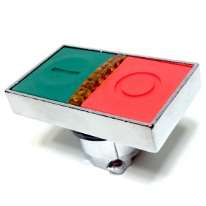 XB4BW73731B5 Двойная кнопка с белой сигнальной лампой, 22 мм, 1NO+1NC, 24V, зеленый и красный с маркировкой