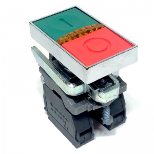XB4BW73731G5 Двойная кнопка с белой сигнальной лампой, 22 мм, 1NO+1NC, 120V, зеленый и красный с маркировкой