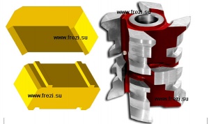 03-992.2 Набор фрез Р6М5 для изготовления стенового и простеночного строительного бруса на четырехсторонних станках, ширина бруса может регу