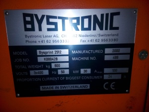 Оптоволоконный лазерный станок Bystronic BySprint 2512 ЛК 1000 2017 г