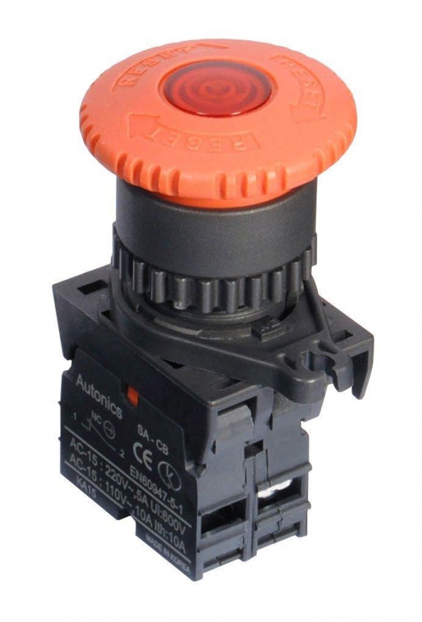 S2ER-E4RBL (MC2-LESR-BL) кнопка аварийной остановки с подсветкой Autonics