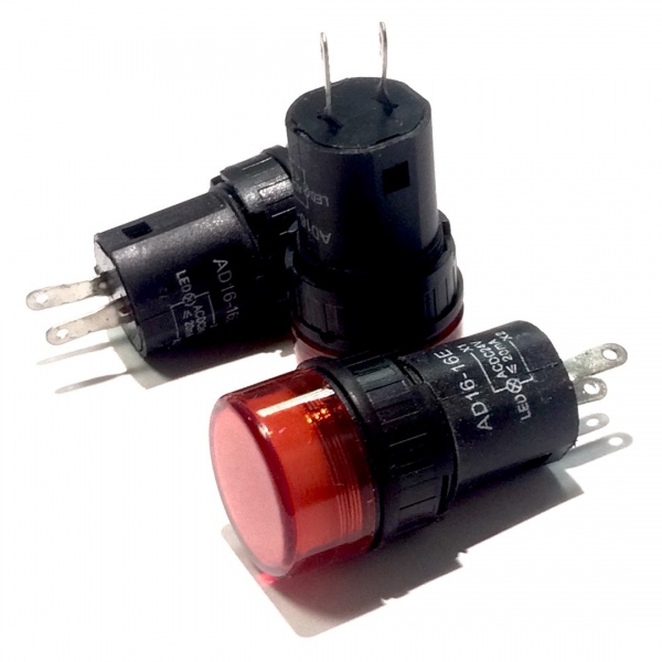 AD16-16DS-R-220 Красная, диаметр 16 миллиметров, 220VAC, светодиодная ...