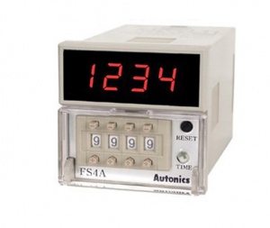 FS4A 100-240VAC Цифровой счётчик, 48х48мм, 4 разряд., механическая уставка, 1 вход, сброс, 1 выход, Autonics