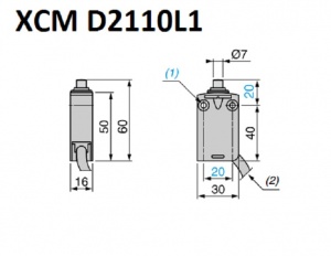 XCMD2110L1 Концевой выключатель, металлический плунжер, 2-полюсный N/C + N/O