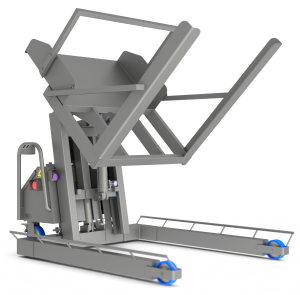 Подъёмник опрокидыватель загрузчик из пищевой стали