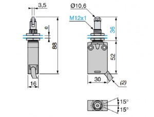 XCMD21F2L1 Концевой выключатель, 2-полюсный N/C + N/O