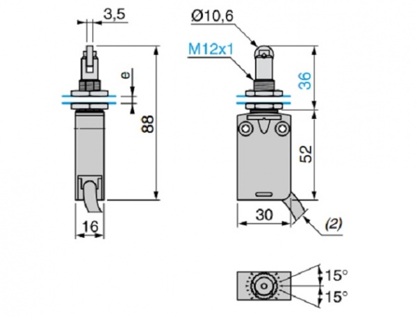 XCMD25F2L1 Концевой выключатель, 2-полюсный N/C + N/O