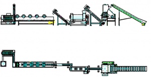 Линия измельчения и мойки РР РЕ пленок с производительностью 300-350 кг/ч