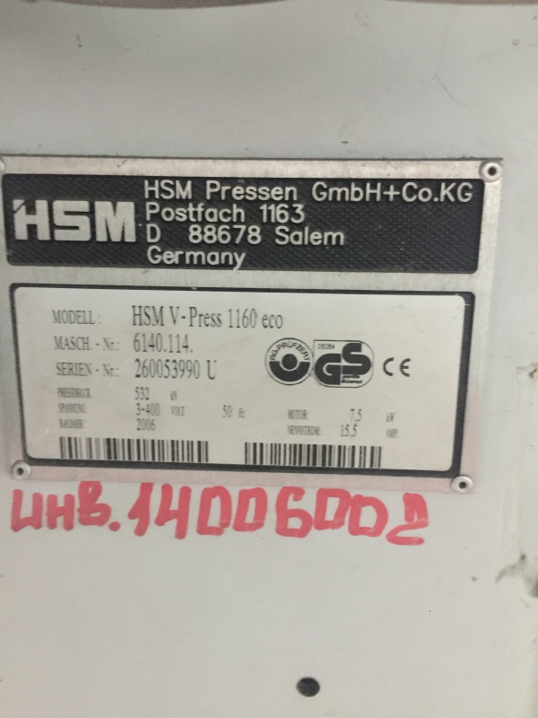 Пресс для картона HSM V-Press 1160 eco, Германия