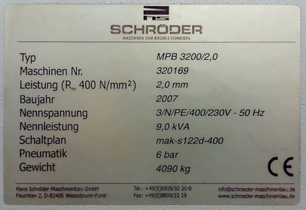 Электромеханический листогиб Servo Power Bend (SPB) Schröder с поволотной балкой и сегментными ножами