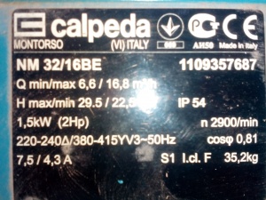 центробежный насос calpeda NM 32/16 BE