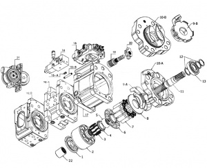 Запчасти для гидронасоса Kawasaki K3V180 (K3V180DT)