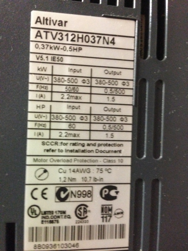 Преобразователь частоты Schneider Electric ATV312 0.37кВт 500В трехфазный