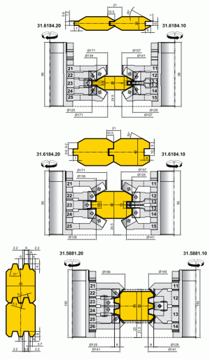 Комплекты фрез для профилирования строительного бруса (31.6184.00, 31.5881.00)
