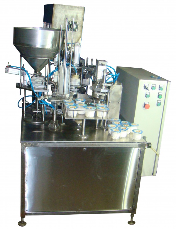 Фасовочное оборудование фасовки творога в стакан, автомат упаковки АФ−1510, станок, машина упаковки салатов в лоток