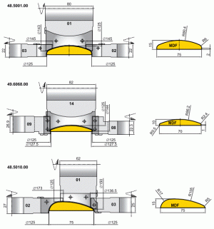 Комплекты фрез Иберус для профилирования наличников изготавливаемые по индивидуальным заказам (49.XXXX.XX, 48.XXXX.XX)