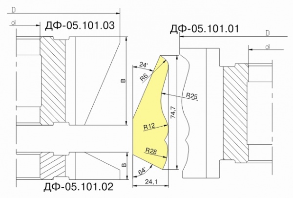 Комплект фрез для изготовления плинтуса с напайными пластинами Р6М5 ДФ-05.101