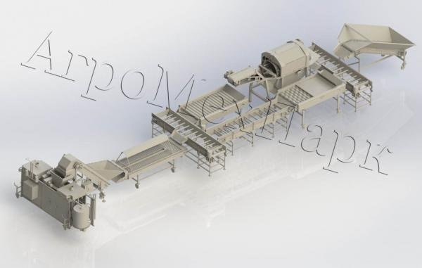 Линия для предпродажной подготовки и переработки овощей: картофеля, лука, моркови, свеклы