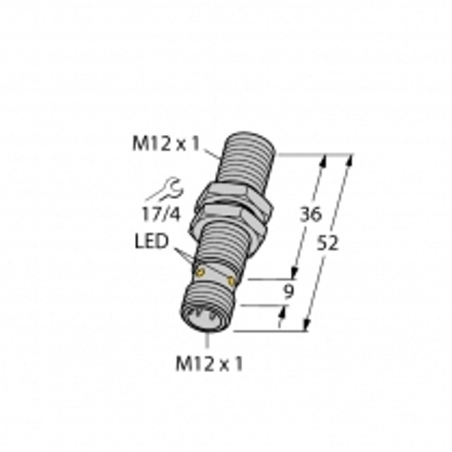 BI3U-M12-AN6X-H1141 Индуктивный датчик M12 × 1, DC 3-проводной, 10... 30 VDC Turck