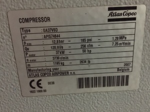 Винтовой компрессор ATLAS COPCO GA 37 VSD FF