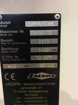 Ленточнопильный станок по металлу - Автом. JAESPA Compact 4 S 2013 год