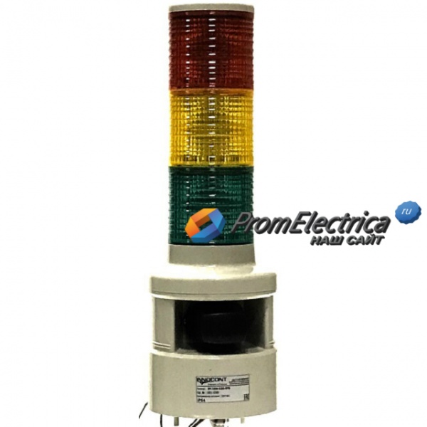 SFL100B-220-RYG Светодиодный маячок, 120x370 мм, зуммер 100 дБ, кабель 0,5 м, IP54, -20…+50С