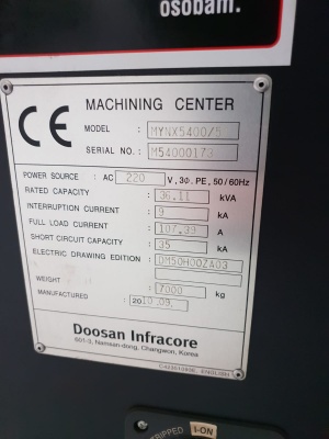 Вертикальный обрабатывающий центр с ЧПУ DOOSAN MYNX 5400 /50 4027 = Mach4metal