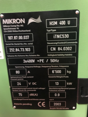 MIKRON HSM 400 U Высокоскоростной фрезерный станок с ЧПУ