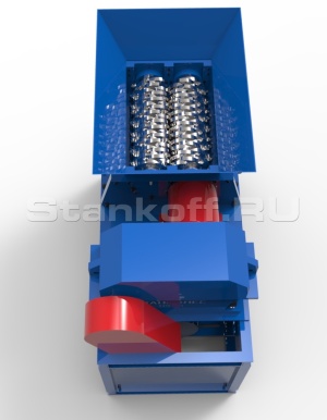 Двухвальный шредер для пластика, резины, древесины, бумаги, стекла ДШВ-мини 300