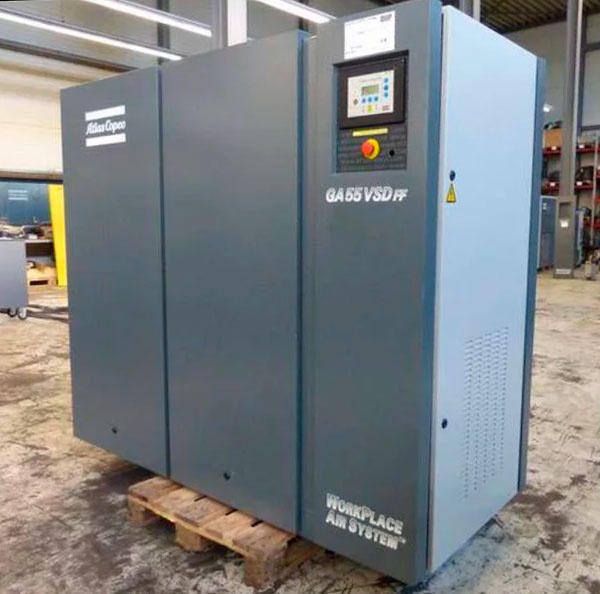 Винтовой компрессор Atlas Copco GA55 VSD FF, 55 кВт, давление 4,5 - 13 бар, при 7 Бар - 10.4 м3/мин