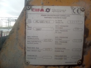 Стационарный бетононасос CIFA 607, 2007 года выпуска