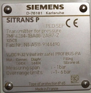 Датчик давления Siemens 7MF4034/4433