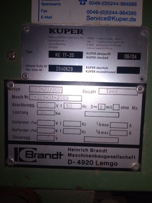 Кромкооблицовочный станок Brandt Kuper КЕ 17-20 (Шпон)