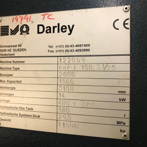 Листогибочный пресс Darley с ЧПУ CNC 3100 x 150 тонн Delem DA65 5081 = Mach4metal