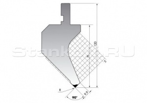 Пуансон для листогибочных прессов PK.120-90-R025/F/R