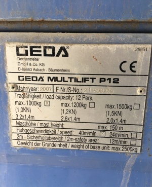 Подъемник одномачтовый Geda Multilift P12