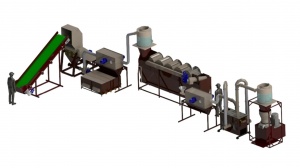 Готовая линия переработки пленки ПНД, ПВД, ПП с пресс-агломератором (400кг/ч на выходе)