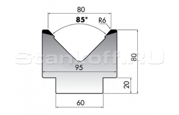 Матрица для гибки листового металла M80-85-80/F