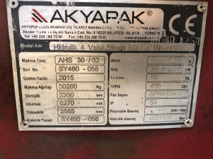 Вальцы 3000мм 32мм/40мм с боковыми и центральной поддержкой цена Ex Works Турция