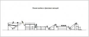 Мини линия мойки, сортировки, фасовки овощей в сетчатые мешки