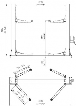 Двухстоечный подъемник 4т Fabrik T4-Pro 220/380В