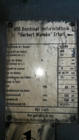 Пресс Erfurt PEE I 400