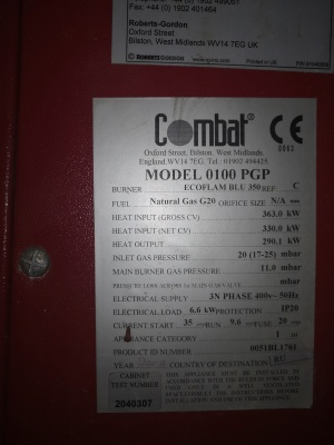 Тепловой шкаф Roberts Gordon Combat на газе PGPV 100 в вертикальном исполнении